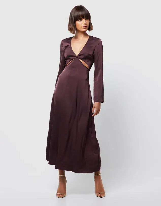 Mossman The Colossal Midi Dress Dark Cherry Size 6 - Image 1