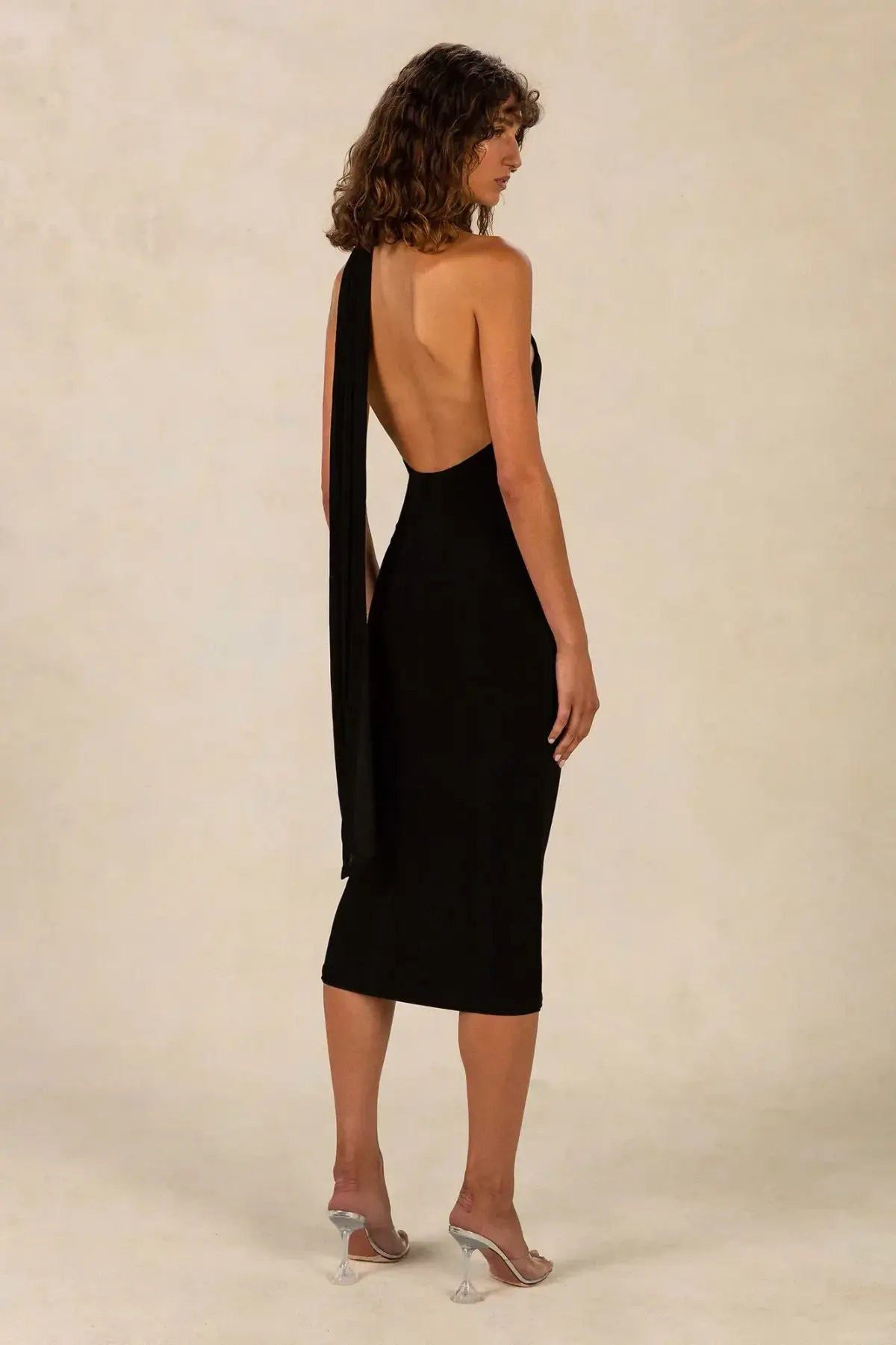 Misha Nicollette Slinky Jersey Midi Dress Black Size 6 - Image 3
