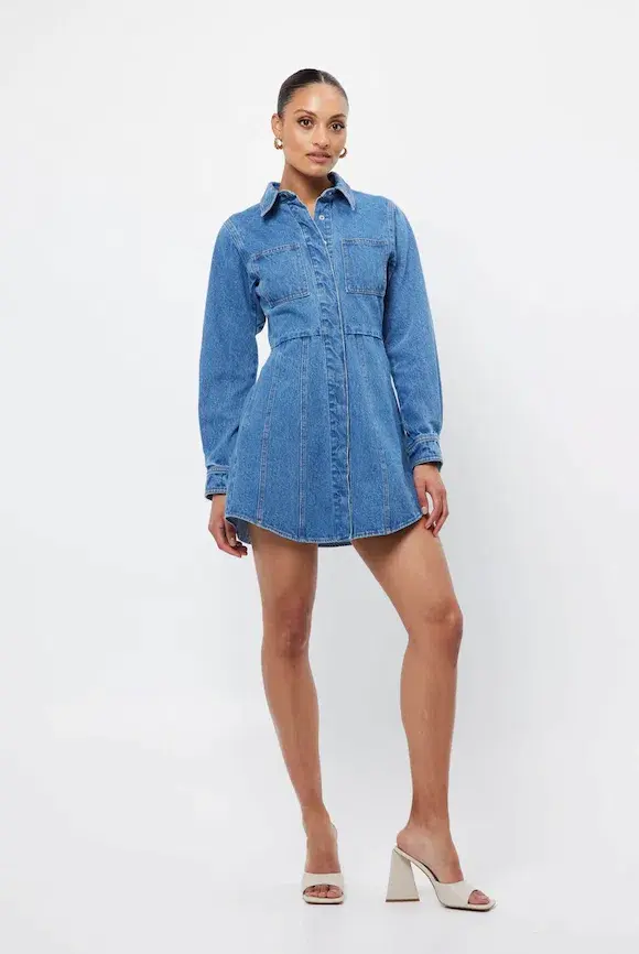 Mossman On The Rocks Dress Denim Blue Size 8 - Image 1