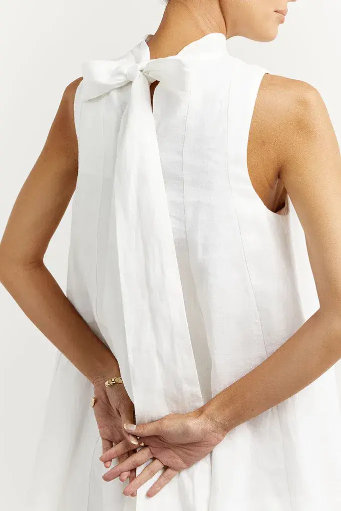Dissh Linen Panel Mini Dress White Size 10  - Image 2