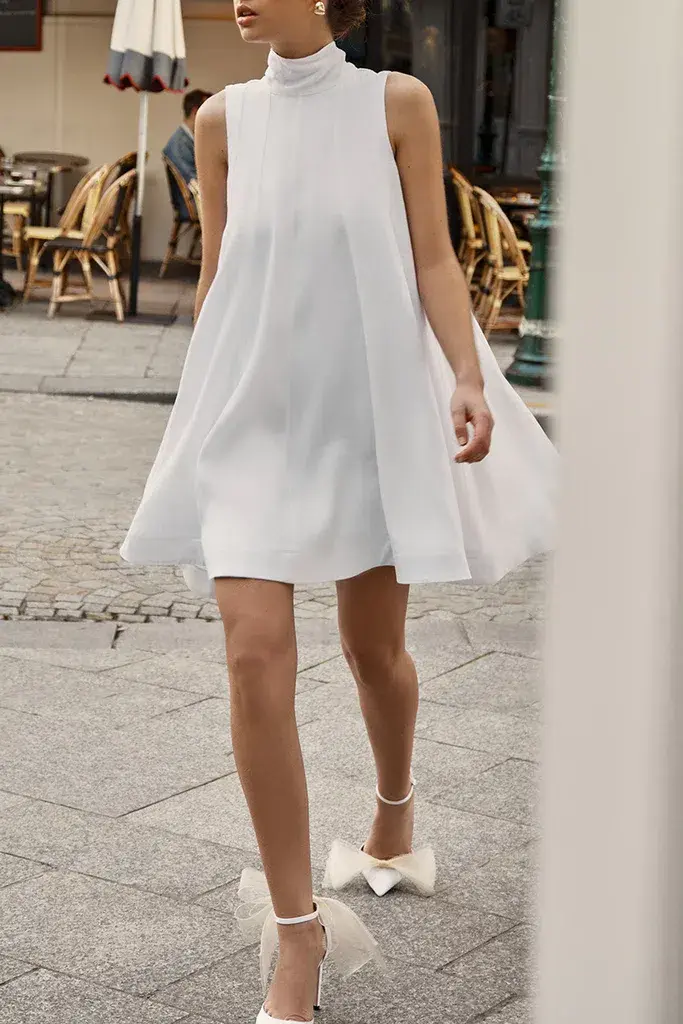Dissh Linen Panel Mini Dress White Size 10  - Image 5