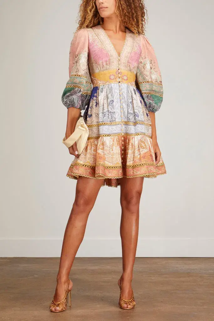 Zimmermann Anneke Lantern Mini Dress Print  AU12 - Image 4