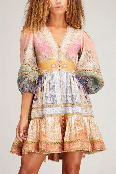 Zimmermann Anneke Lantern Mini Dress Print  AU12 - Image 5