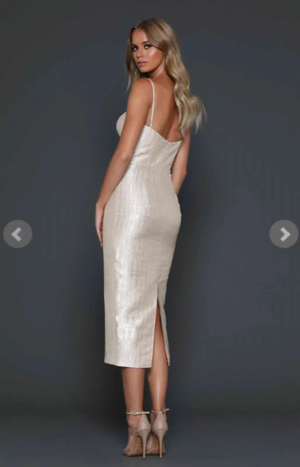 Elle Zeitoune ZOEY Midi Dress Gold Size 6 - Image 2