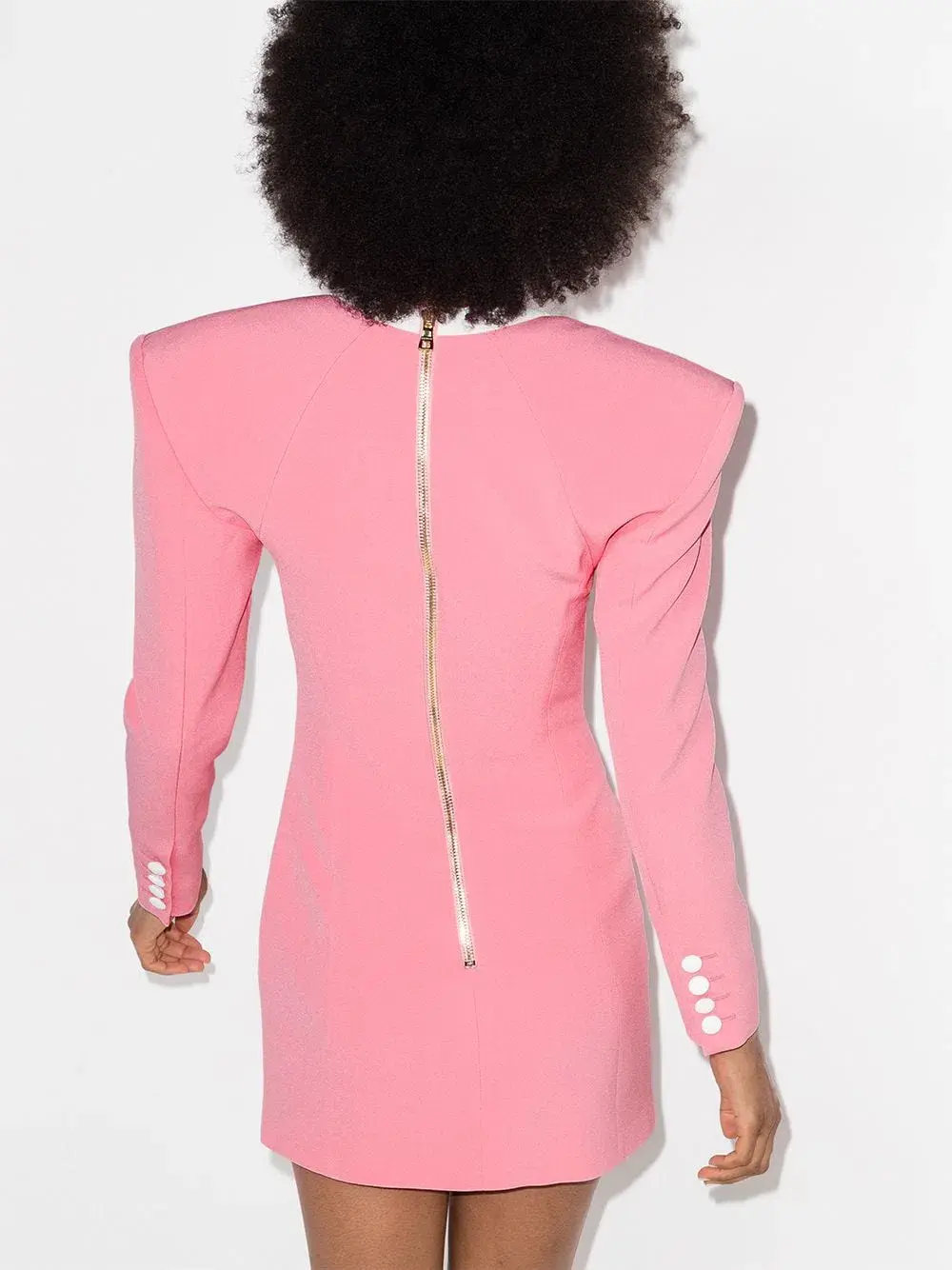 Balmain Double Breasted Mini Blazer Dress Pink Size 42 - Image 2