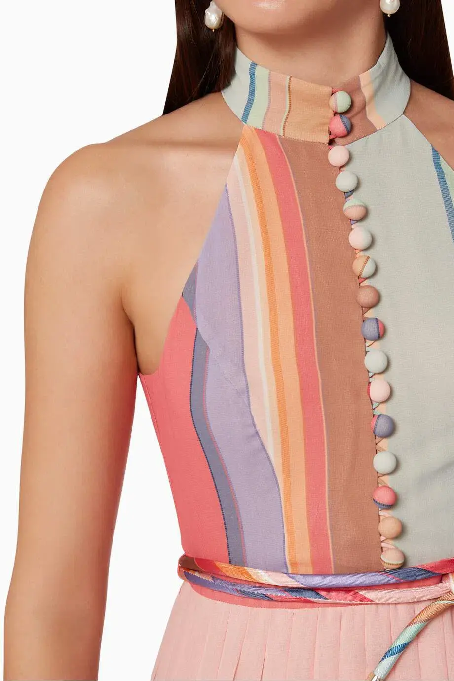 Zimmermann Pleated Picnic Dress Rainbow Stripe Size 1 / Au 10 - Image 2