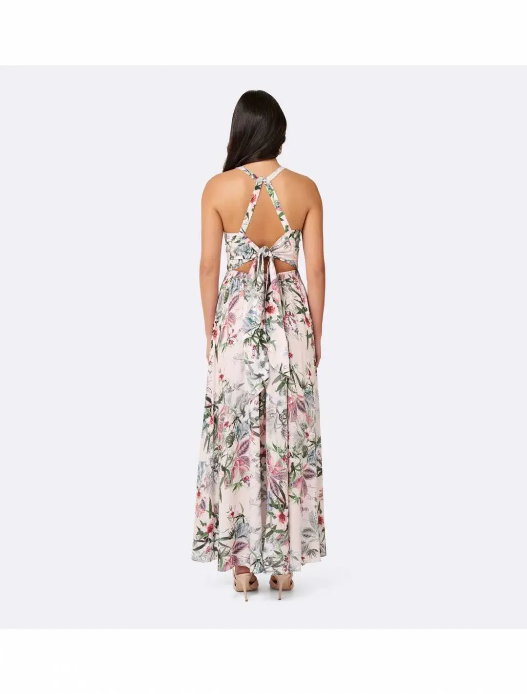Forever Unique Elka Lace Spliced Maxi Cut Out Dress Print Size 8 - Image 3