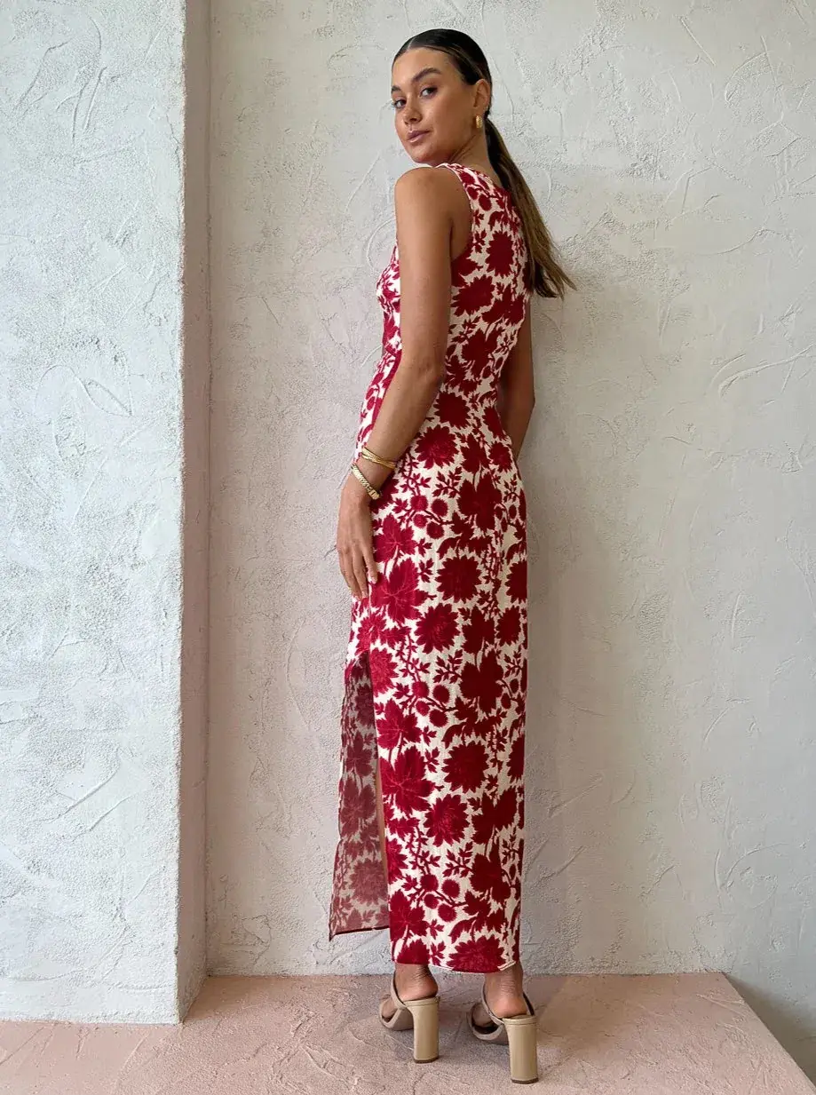 Sir The Label Cinta Cut Out Midi Dress Print Size 8 - Image 2