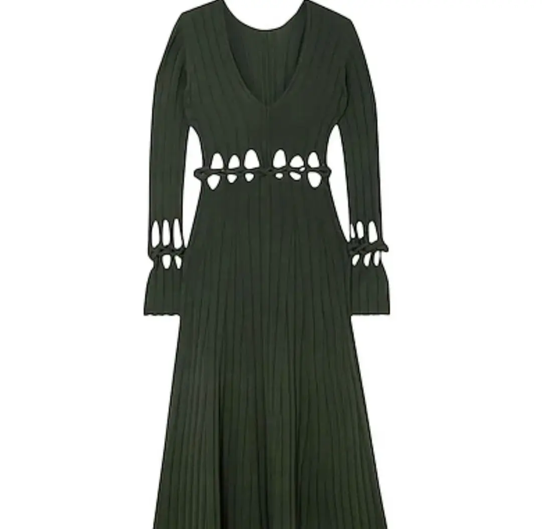 Dion Lee Braid Long Sleeve Reversible Dress Green Size 6 for rent on The Volte - main image