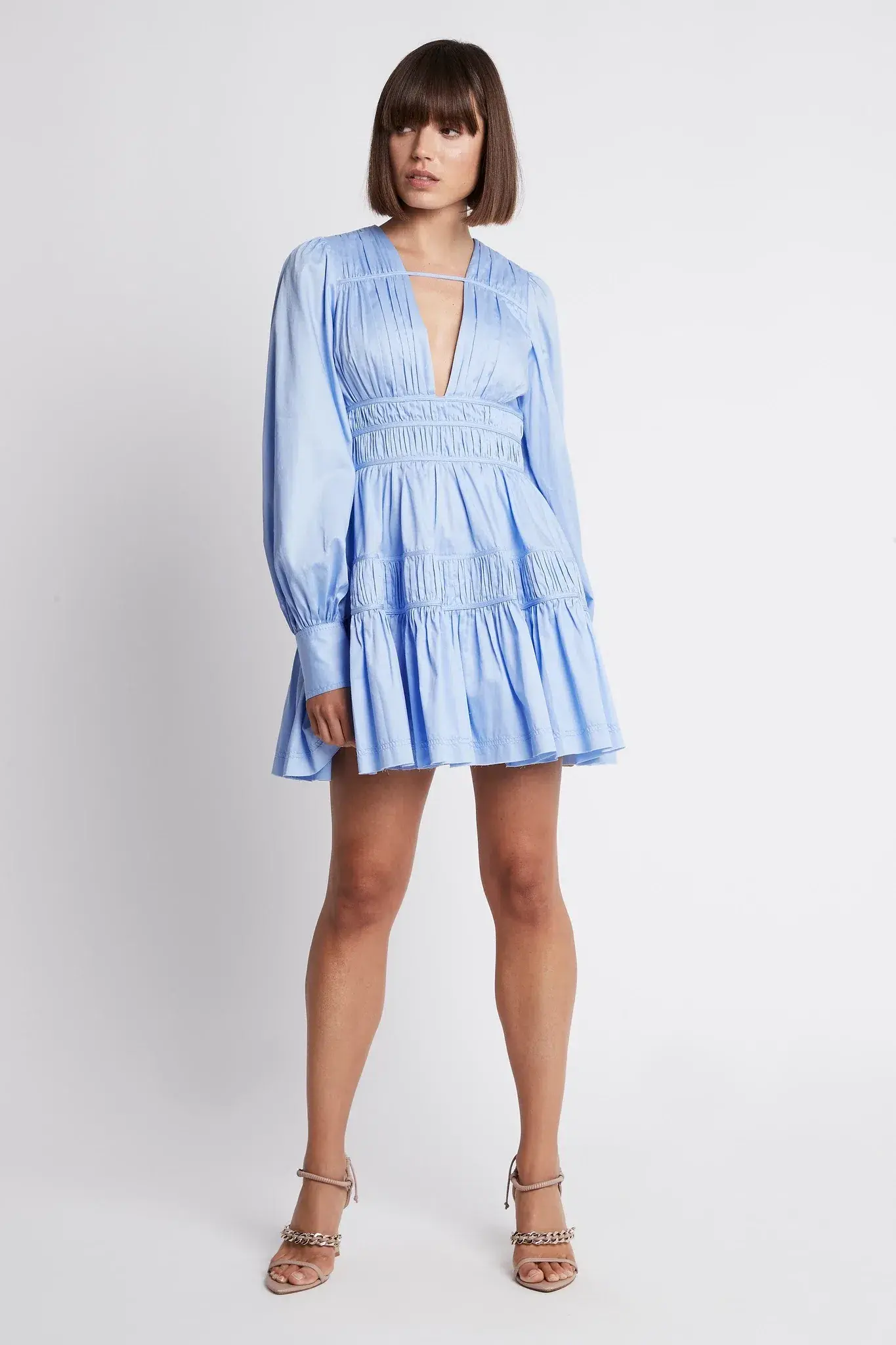 AJE - Fallingwater Gathered Mini Dress Light Blue - Size 12 - Image 2