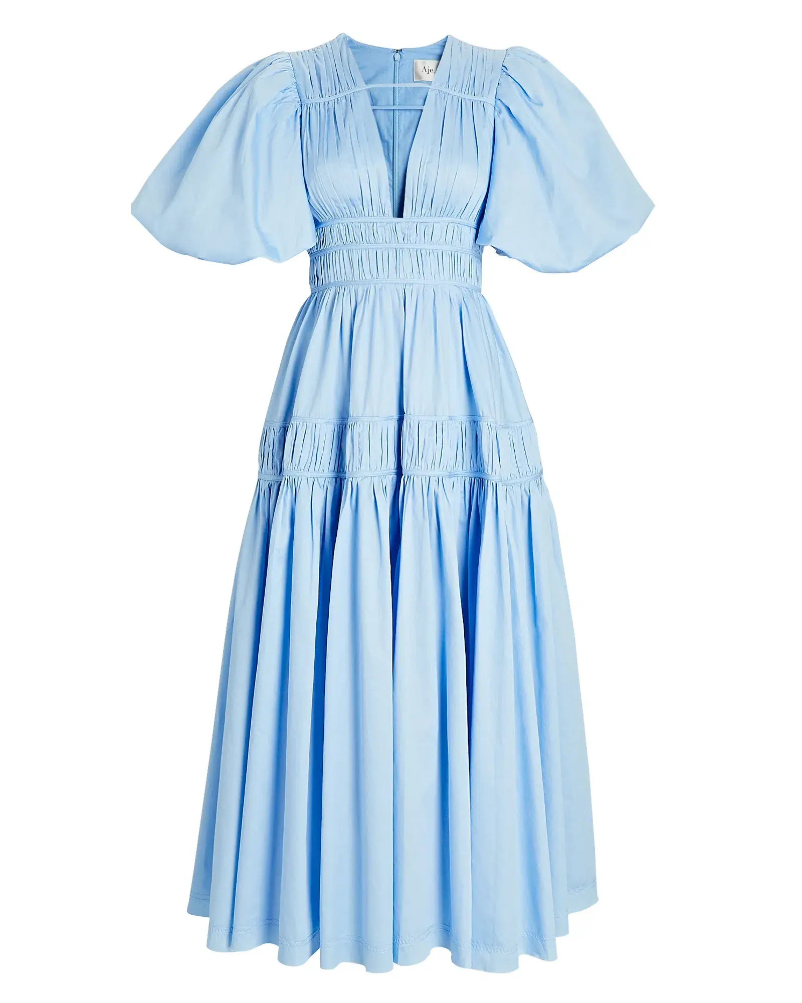 Aje Fallingwater Gathered Midi Dress Light Blue Size 8 - Image 5