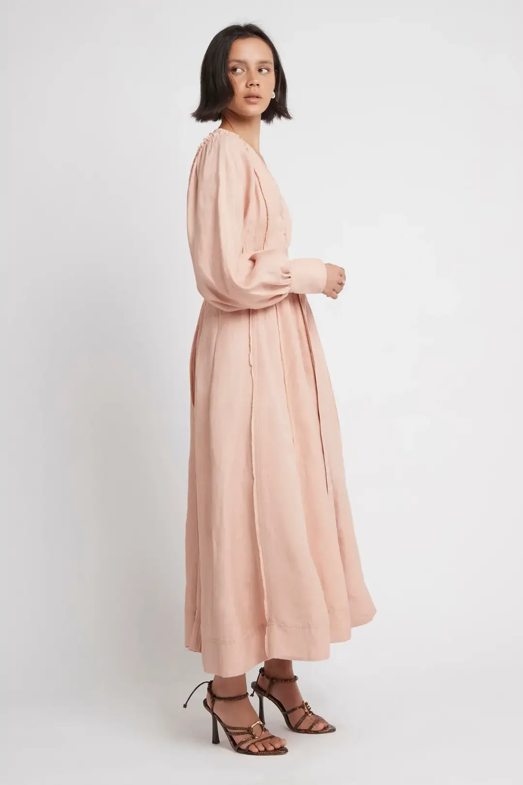 Aje Aurora Belted Midi Dress in Blush Size 12 for rent on The Volte - main image