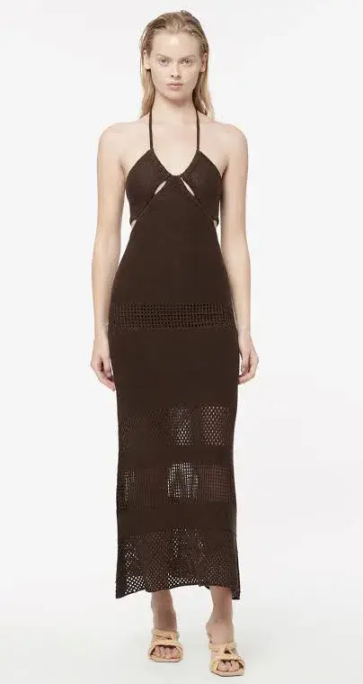 Manning Cartell Highly Strung Knit Halter Dress Brown Size 10 - Image 2