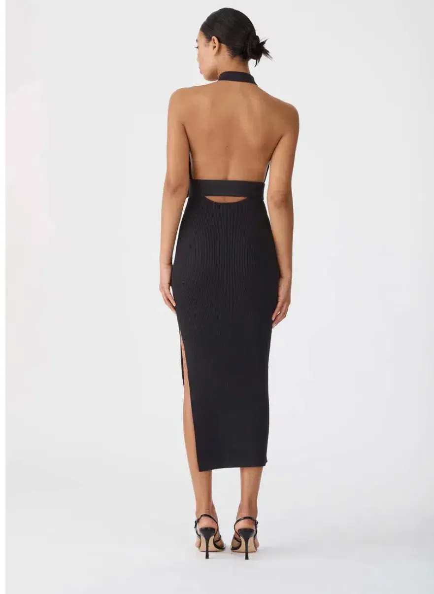 San Sloan Drake Rib Midi Dress Black Size 10 - Image 2