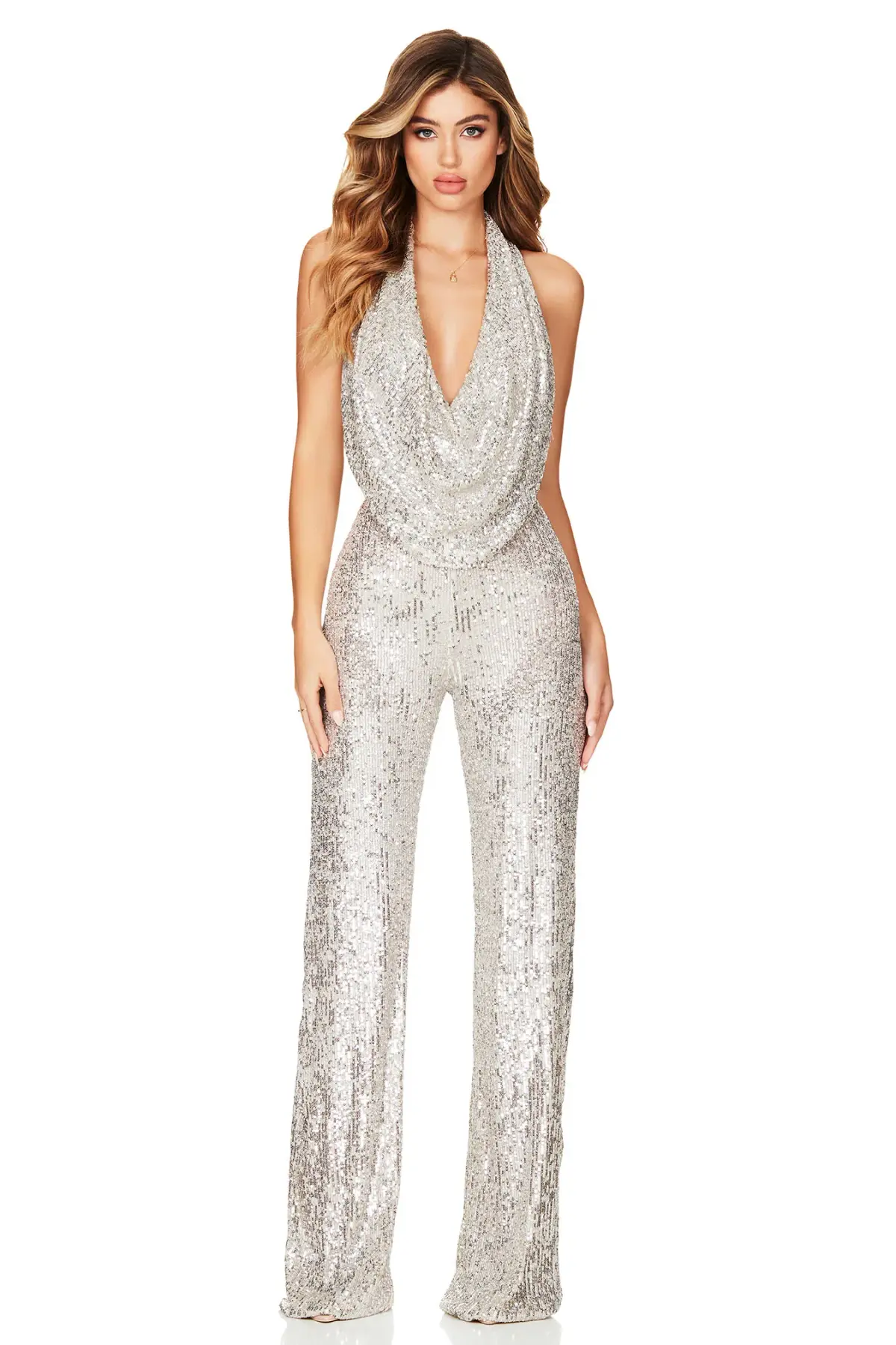 Nookie Fantasy Sequin Jumpsuit Silver Size 6 - Image 1