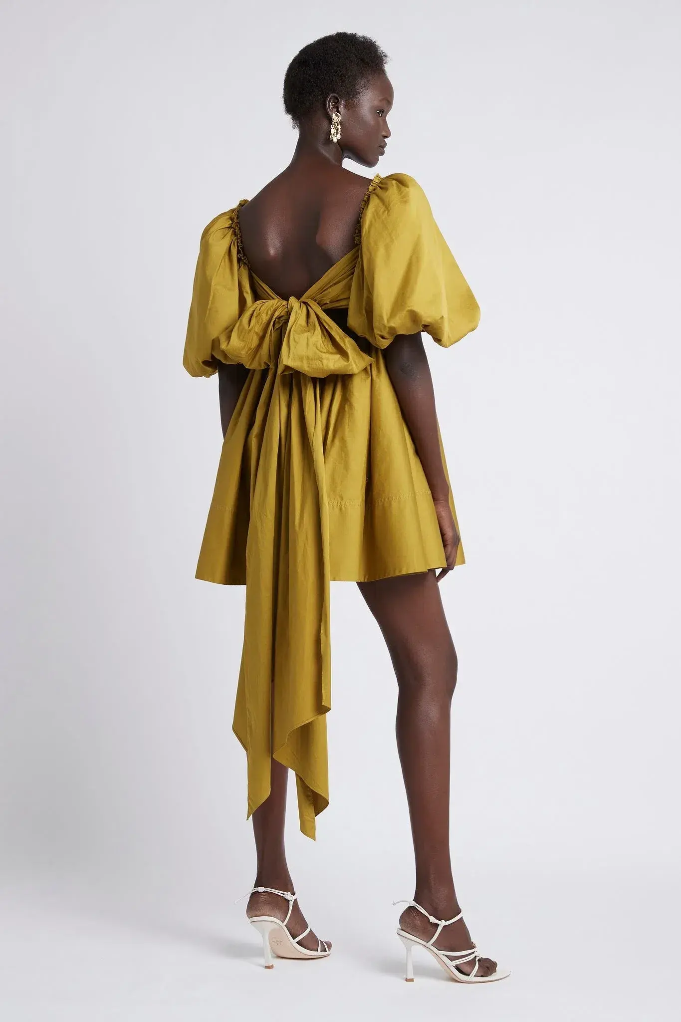 Aje Casabianca Puff Sleeve Mini Dress Olive Green Size 6  - Image 2
