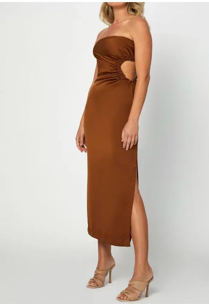 By Johnny Selena Strapless Dress Coffee Size 6 - Image 1