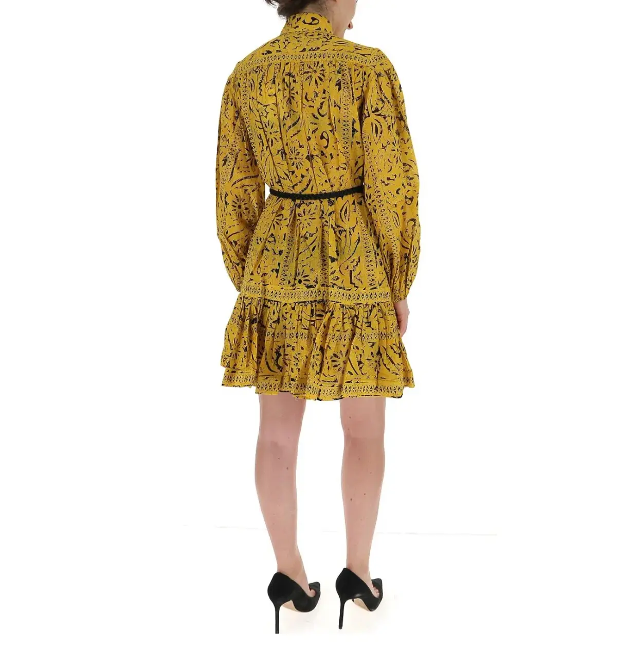 Zimmermann Lulu Belted Ruffled Print Cotton Mini Dress Yellow Size 2/ Au 12 - Image 3