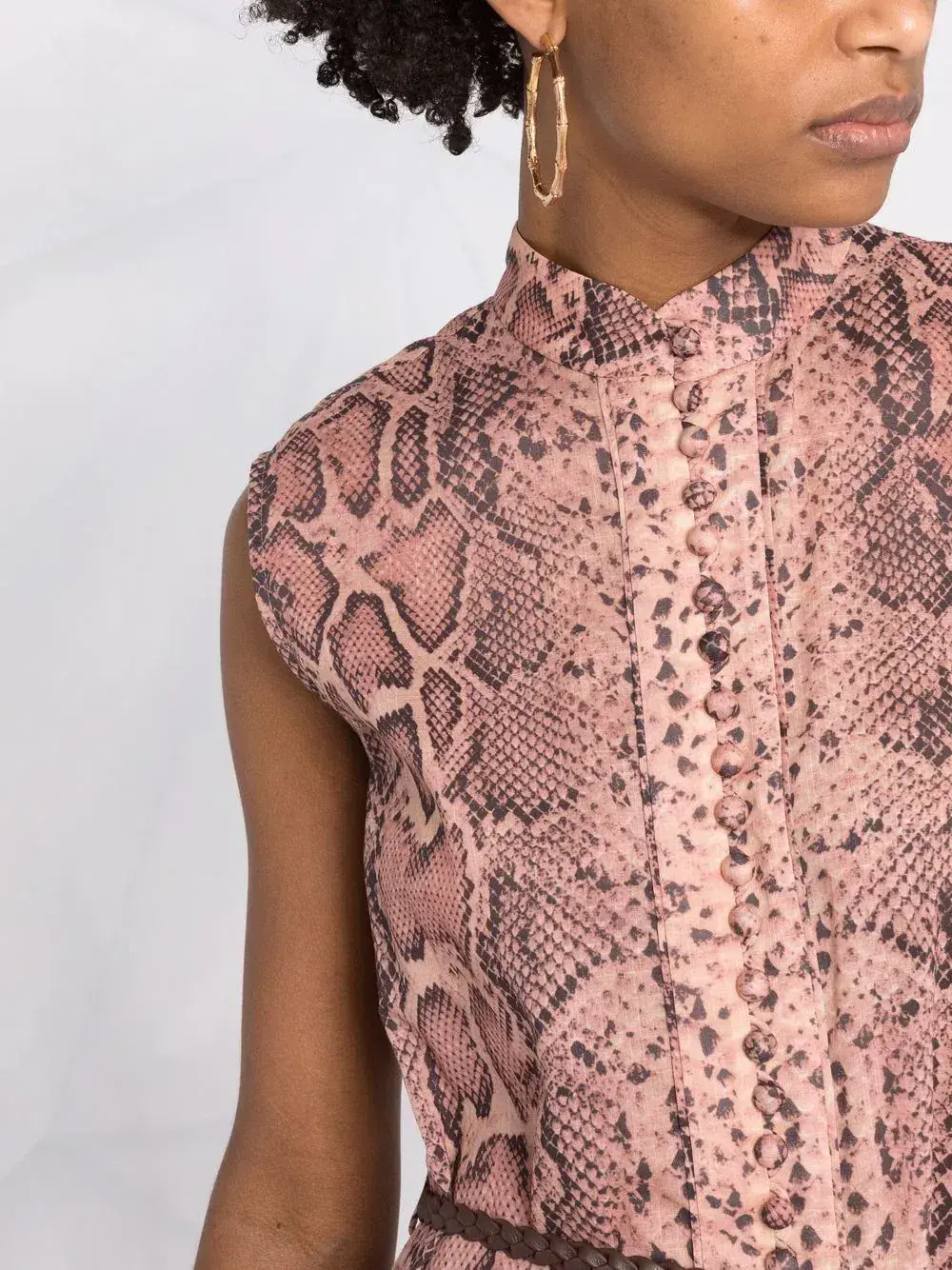 Zimmermann Moonshine Flared Mini Dress Pink Snake Print Size 0 / AU 8 - Image 3