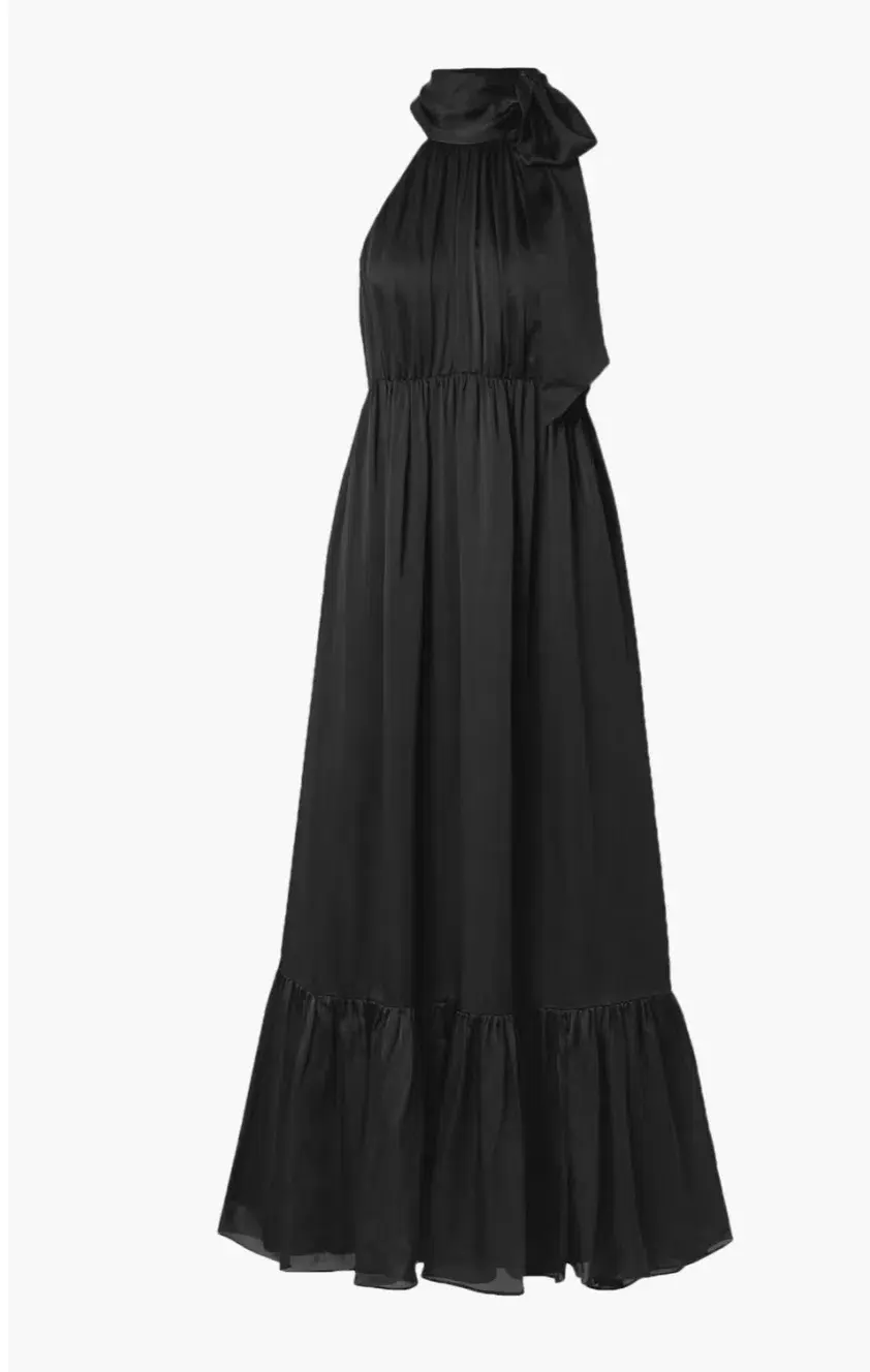 Zimmermann Tie Neck Gathered Dress Black Size 1 / Au 10 - Image 3