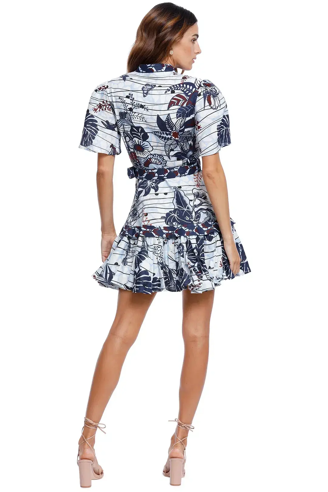 Leo Lin La Casa Linen Mini Dress Print Size 8 - Image 3