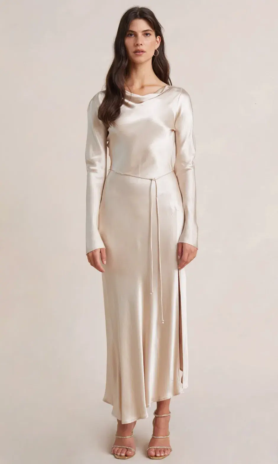 Bec & Bridge Moon Dance Long Sleeve Midi Dress Sand Size 10 - Image 1