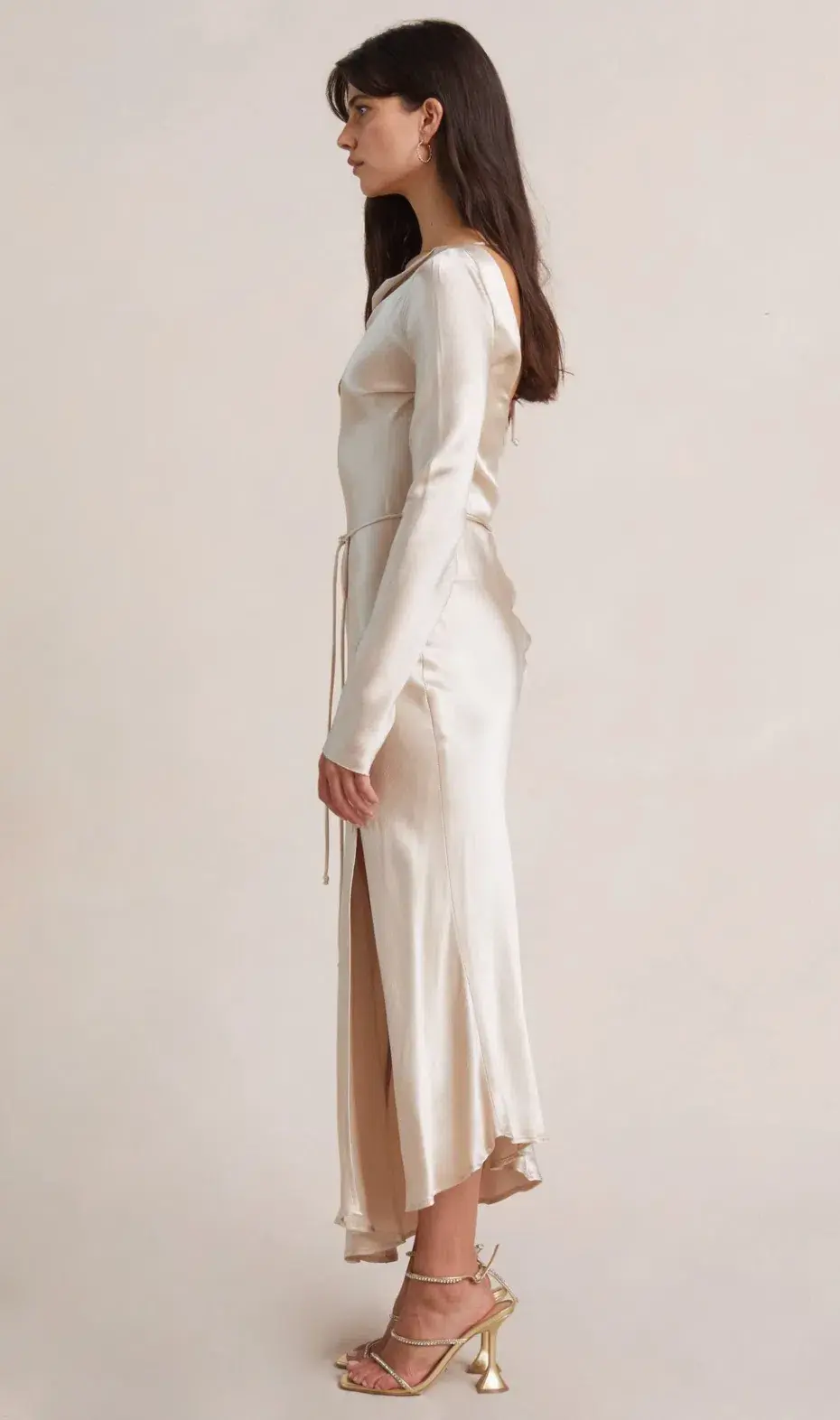 Bec & Bridge Moon Dance Long Sleeve Midi Dress Sand Size 10 - Image 3