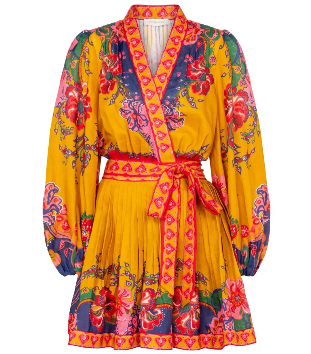 Zimmermann Lovestruck Paisley Linen Wrap Dress Print Size 3 for rent on The Volte - main image
