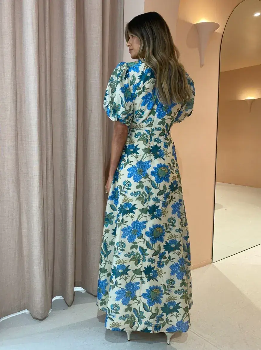 Sir the Label Celia Puff Sleeve Maxi Dress Marguerite Floral Print AU10 - Image 3