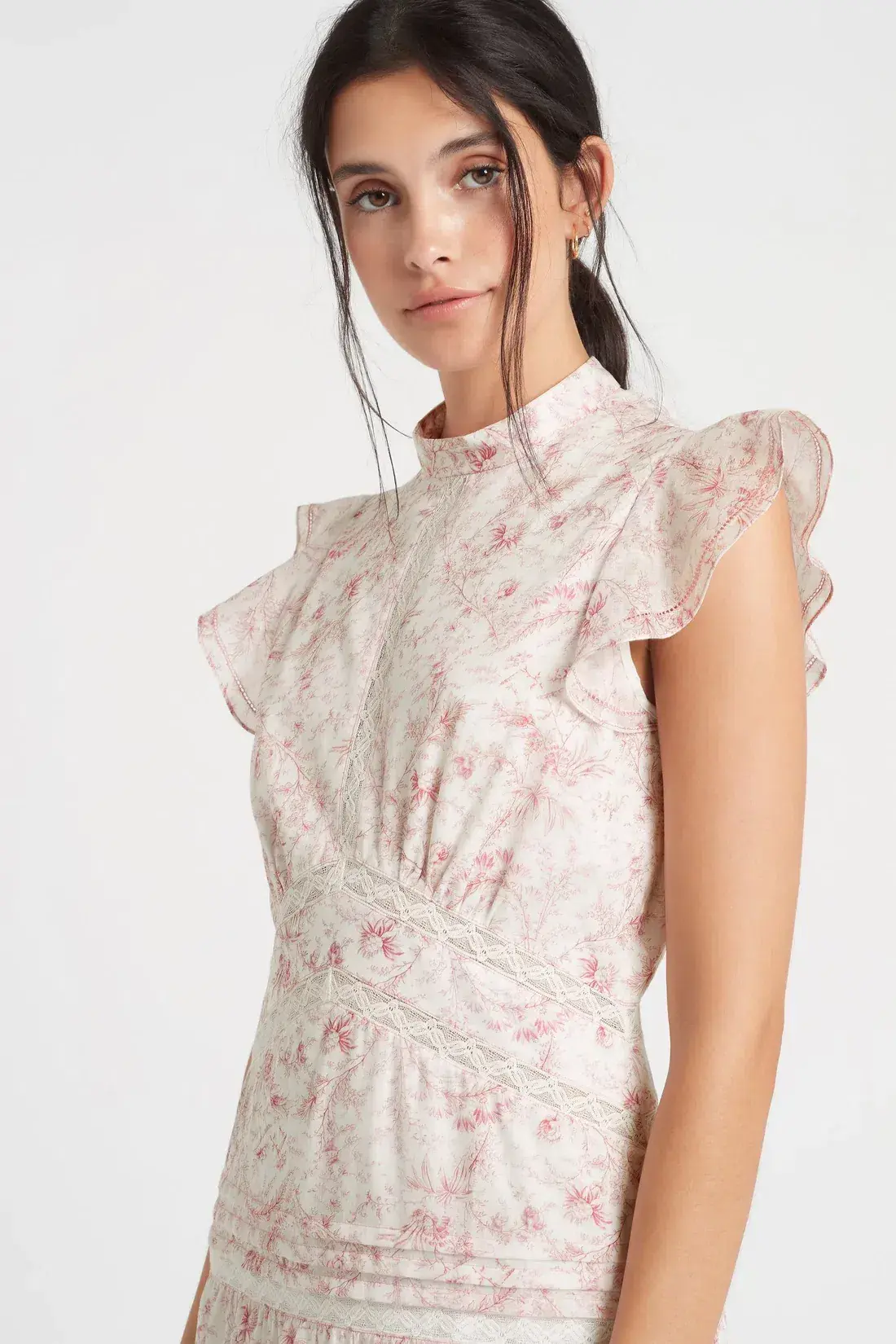 Sir the Label Caprice Ruffled Floral-Print Cotton Dress Pink/Ivory Size 0 / AU 6 - Image 5