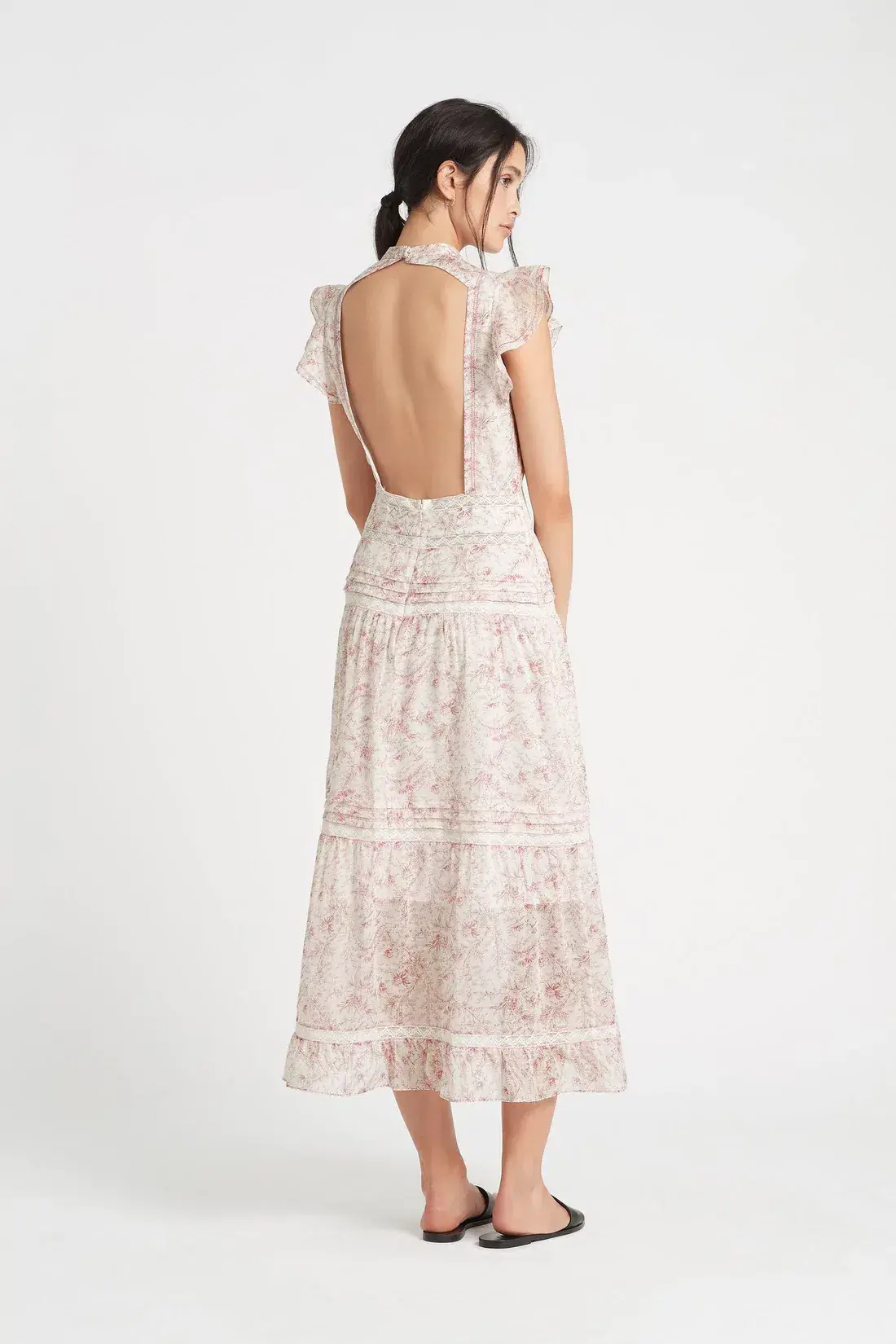 Sir the Label Caprice Ruffled Floral-Print Cotton Dress Pink/Ivory Size 0 / AU 6 - Image 2