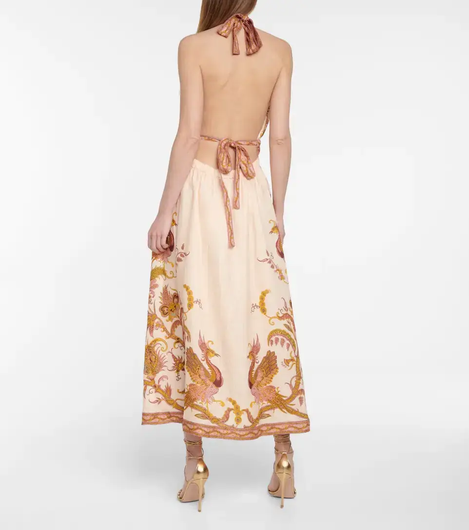 Zimmermann Cassia Halterneck Floral Dress Cream Bird Floral Size 0 / AU 8 - Image 2