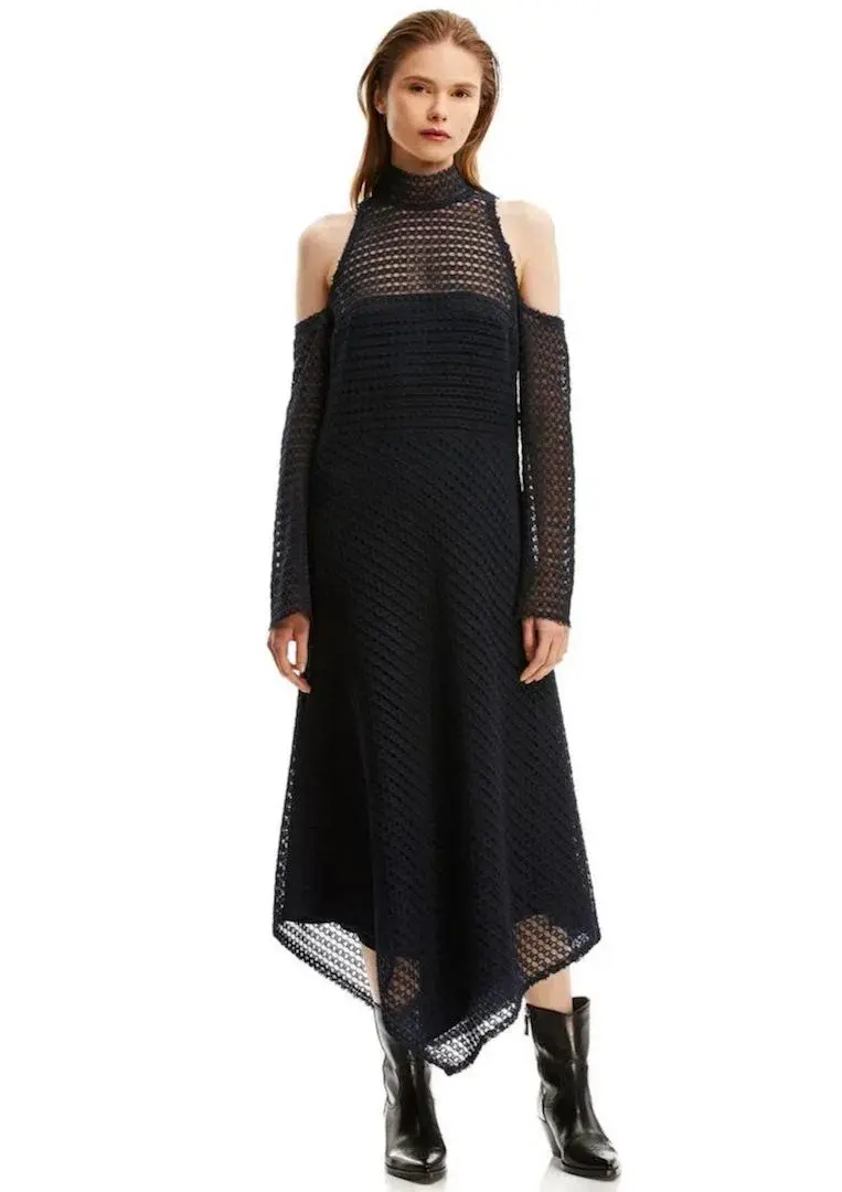 Scanlan Theodore Lace Handkerchief Dress Navy Size 10 - Image 1