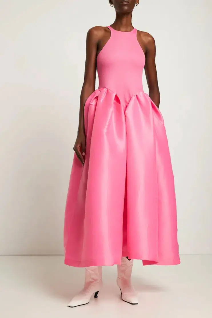 Marques' Almeida Taffeta-skirt organic cotton-blend midi dress Pink Size XS / AU 6 - Image 9