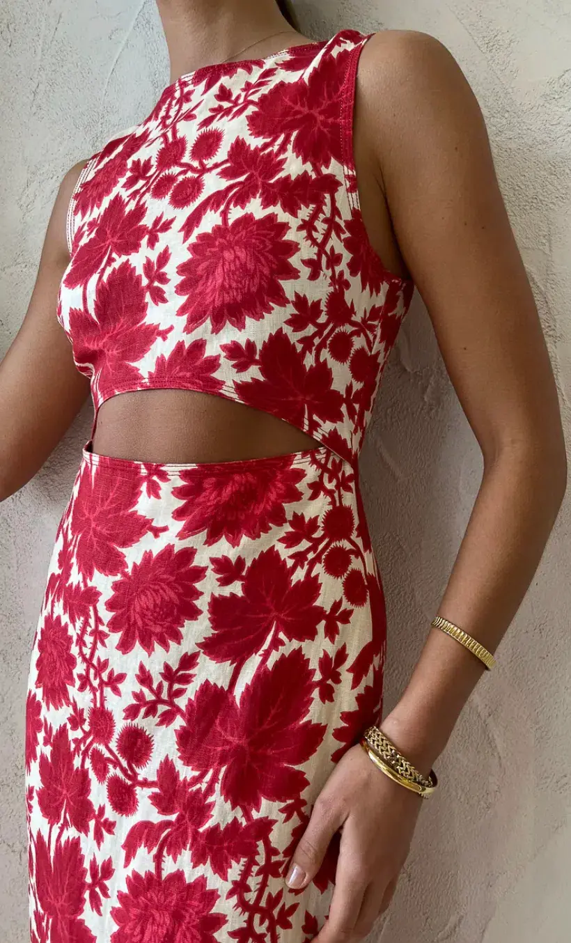 Sir the Label Cinta Cut Out Midi Dress In Valentina Floral Size 3 / AU 12 - Image 2