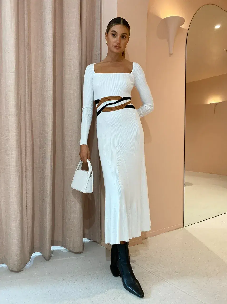 Sovere Inertia Knit Midi Dress White Size 6 - Image 1