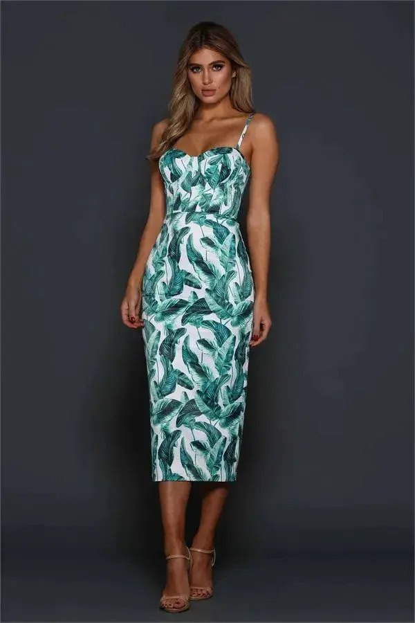 Elle Zeitoune Alannah Tropical Palm Dress Print Size 6 - Image 3