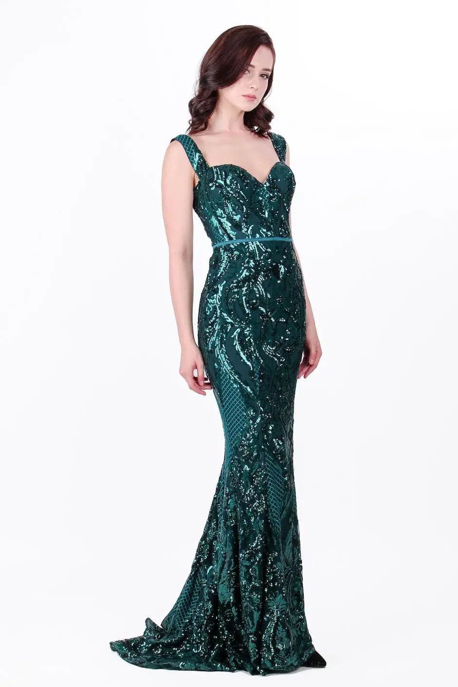 Elle Zeitoune Harris Gown Emerald Green Size 6 - Image 3