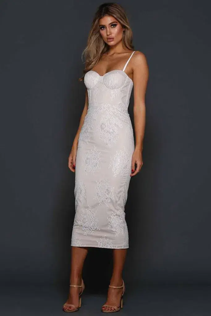 Elle Zeitoune Alannah Midi Dress Pearl Size 10 - Image 1