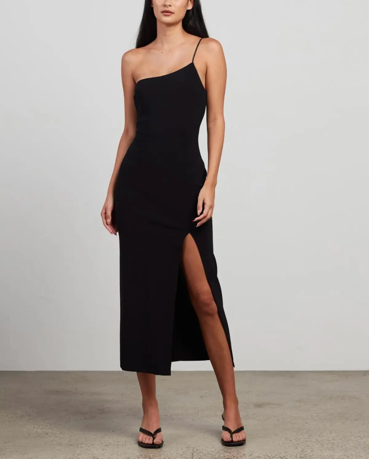 Bec & Bridge Fleur Asymmetric Midi Dress Black Size 12 - Image 1