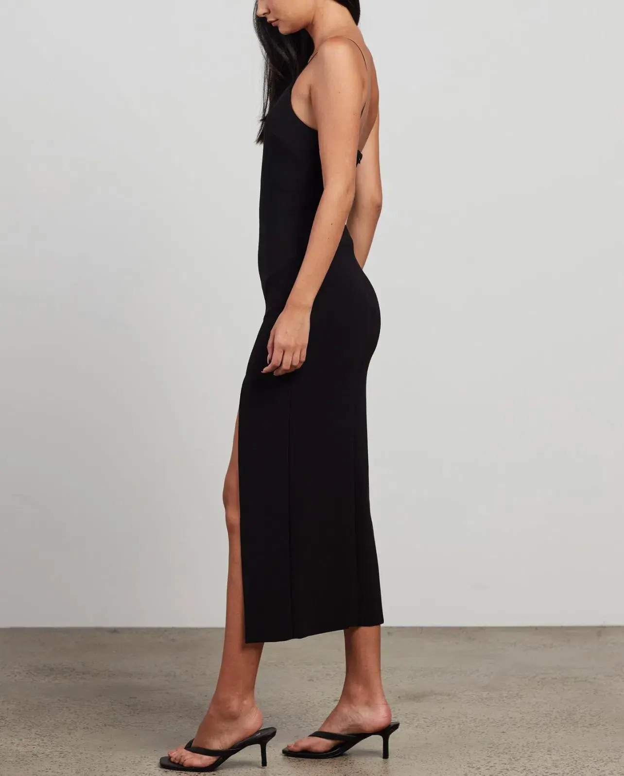 Bec & Bridge Fleur Asymmetric Midi Dress Black Size 12 - Image 2