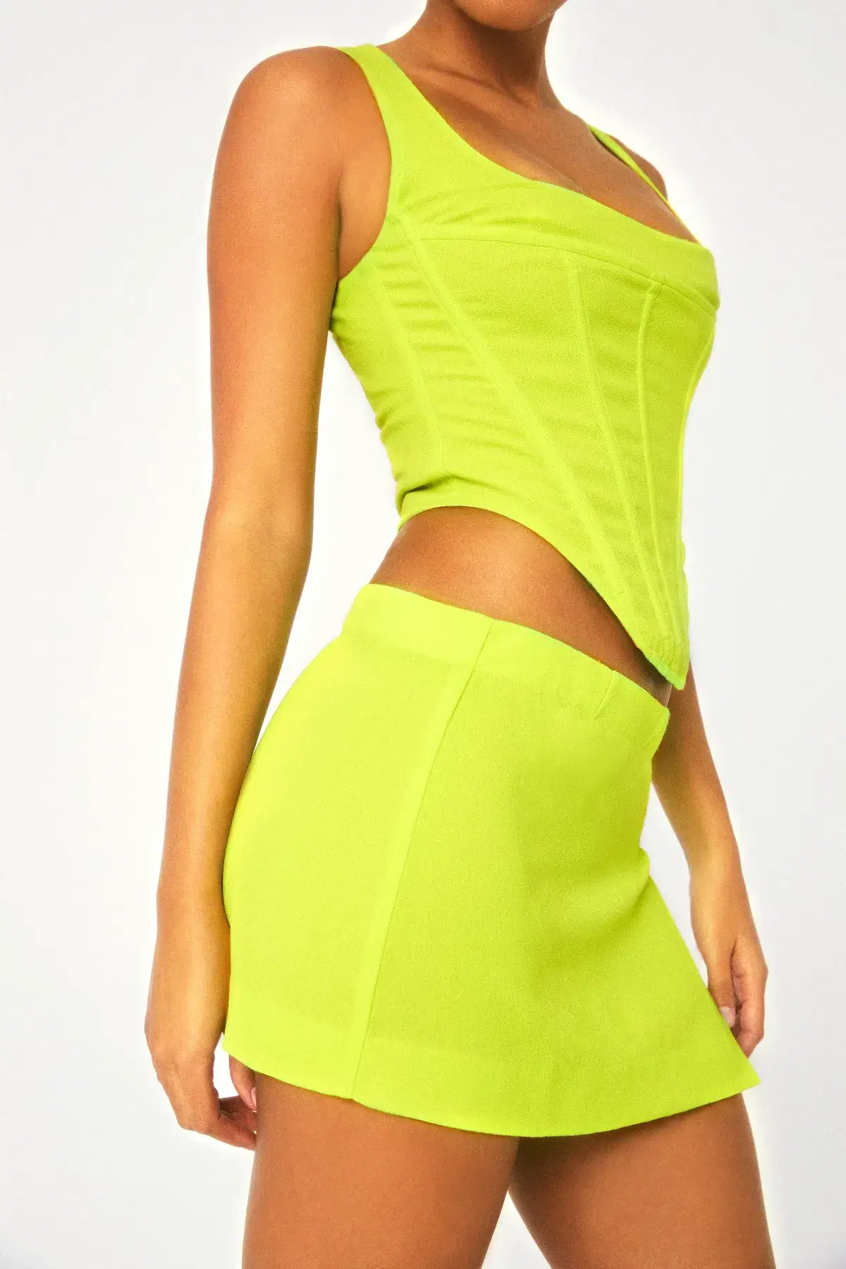 Miaou Campbell Corset and Micro Mini Skirt Set Neon Lime Size M - Image 4