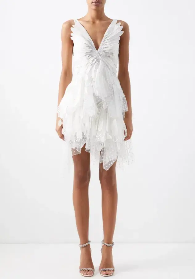 Zimmermann Rhythmic V-neck Ruffled Tulle Mini Dress White Size 1 / Au 10 - Image 1