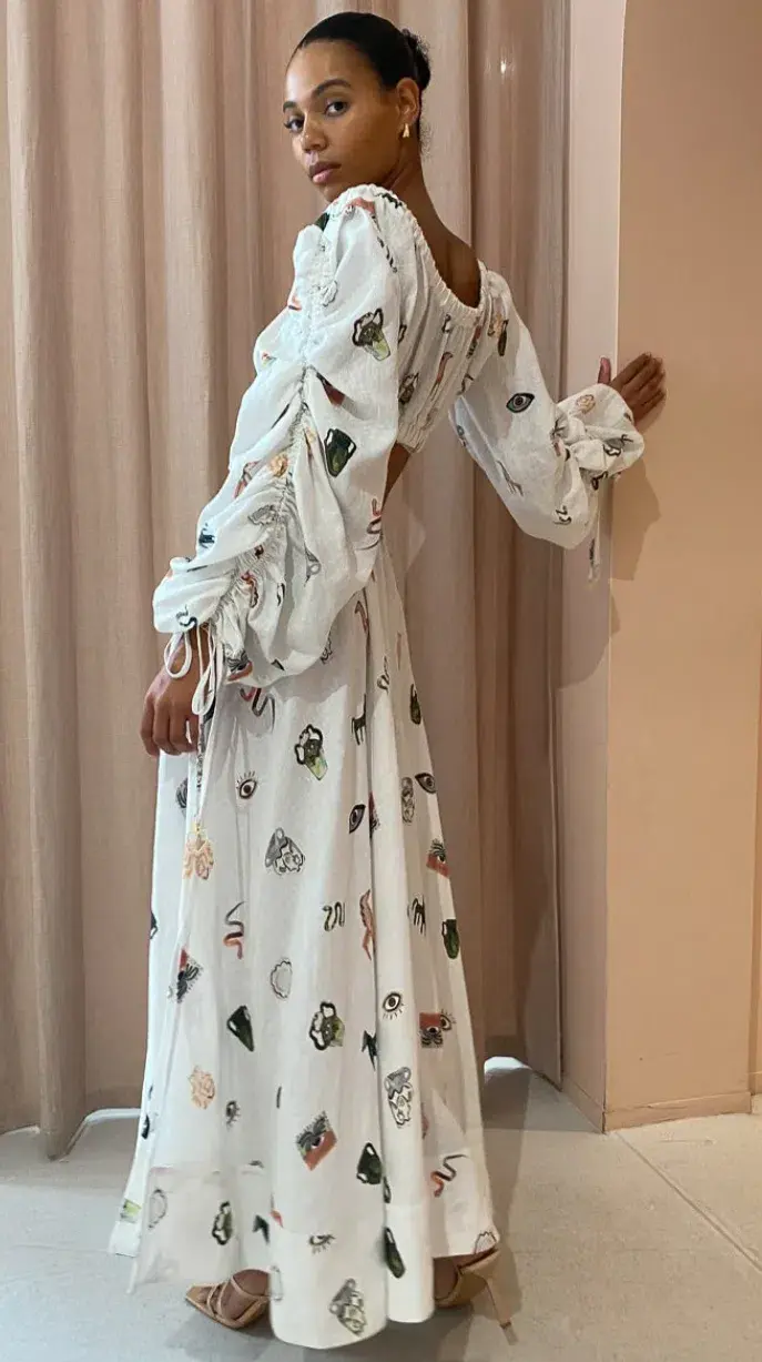 Alemais Hera Drawstring Top and Midi Skirt Set Print Size 8 - Image 2