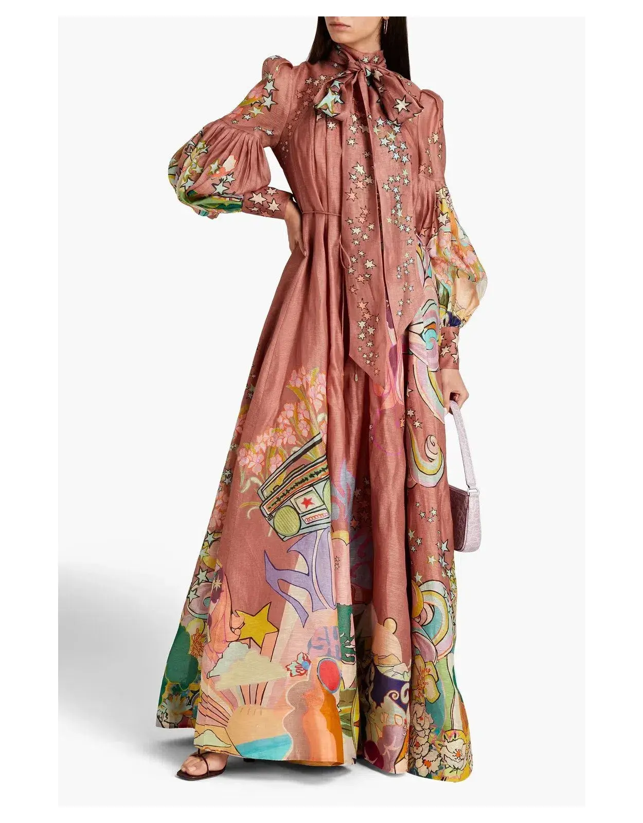 Zimmermann Concert Tie Neck Gown Pink Collage Size 1 / Au 10 - Image 1