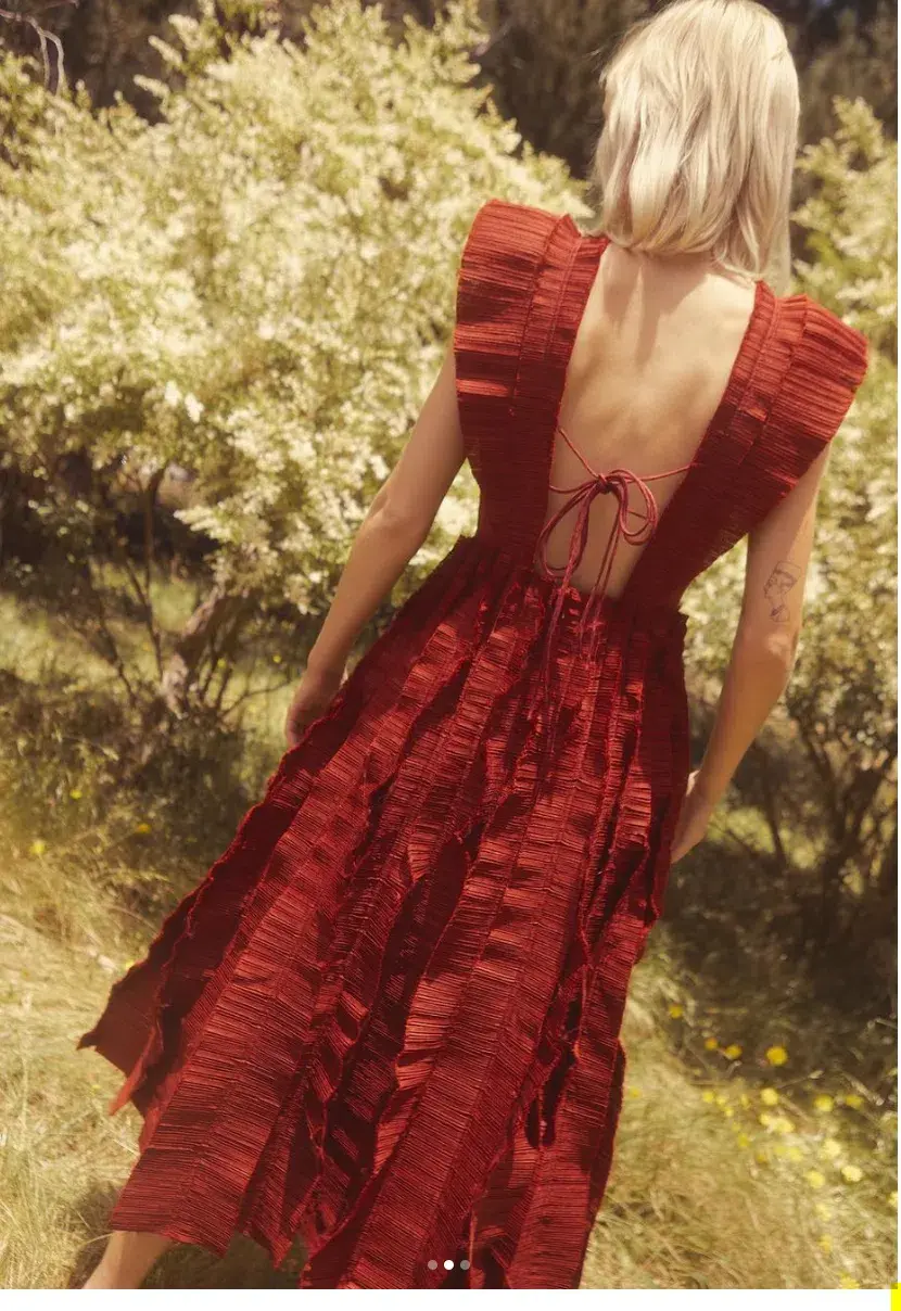 Aje  Hybrid Midi Dress Burgundy Size 12 for rent on The Volte - main image