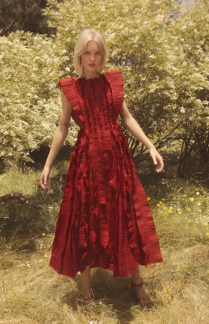 Aje  Hybrid Midi Dress Burgundy Size 12 - Image 1