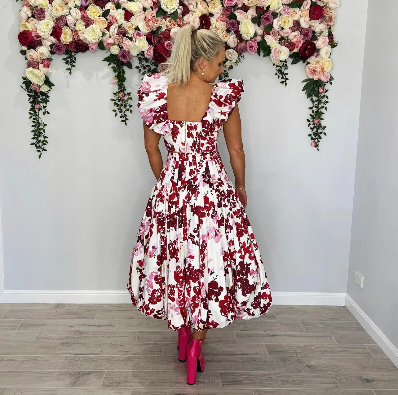 Aje Margot Bubble Sleeve Top Size 10 & Cherie Bubble Midi Skirt Size 8 Set Print - Image 3