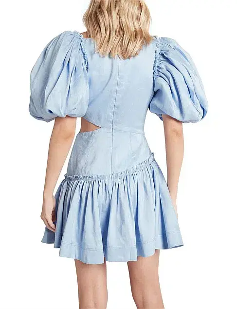 Aje Chateau Cut Out Mini Dress in Sky Blue Size 8 - Image 3