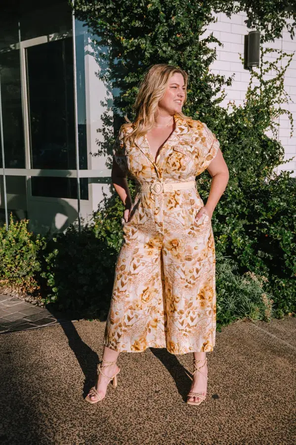 Zimmermann Rosa Roll Cuff Jumpsuit Print Size 16 for rent on The Volte - main image